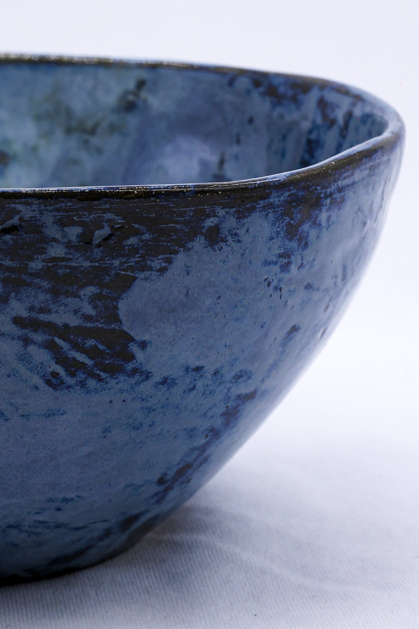 Small Smoked Grey Tidal Blue Wash Handmade Ceramic Stoneware Dinner Bowl by Ribera Handmade Ceramics