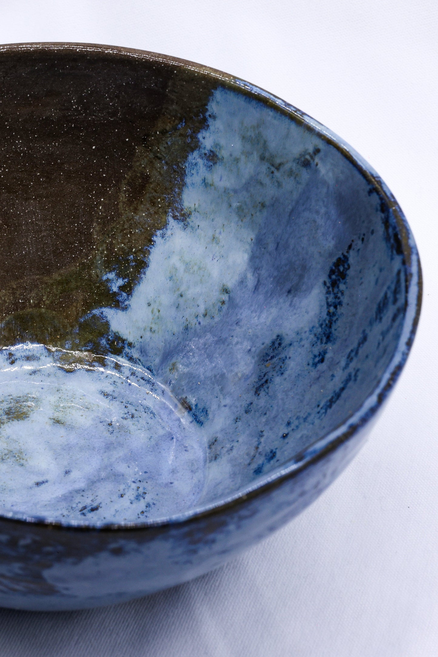 Small Smoked Grey Tidal Blue Wash Handmade Ceramic Stoneware Dinner Bowl by Ribera Handmade Ceramics