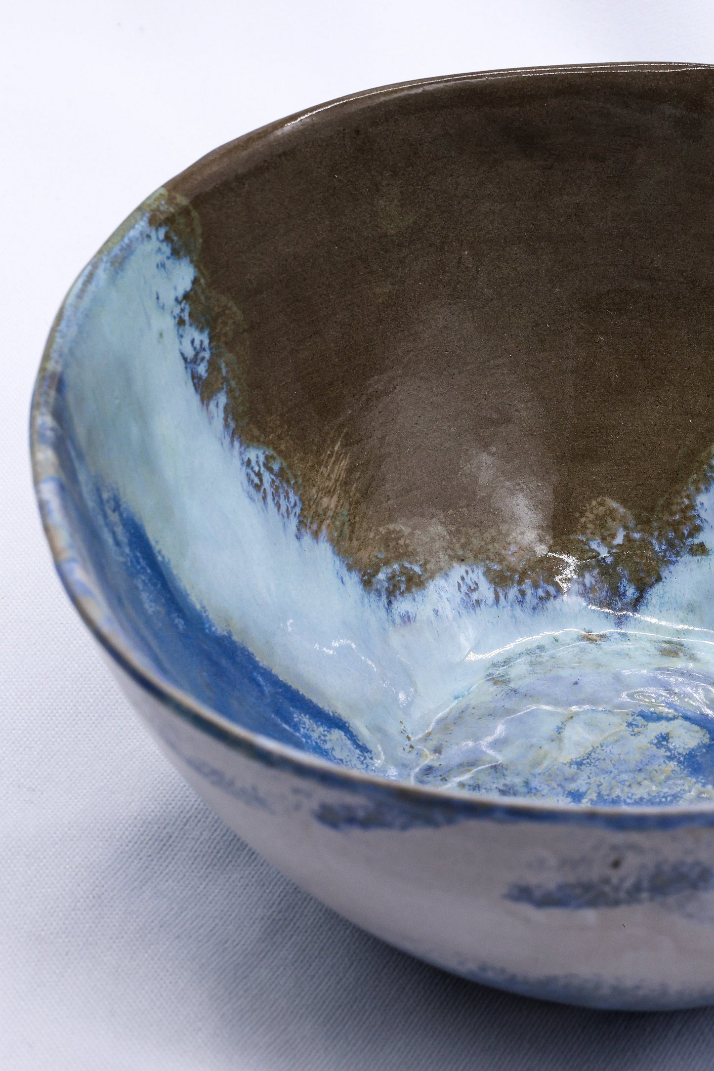 Large Stone Reef Blue Handmade Ceramic Stoneware Dinner Bowl by Ribera Handmade Ceramics