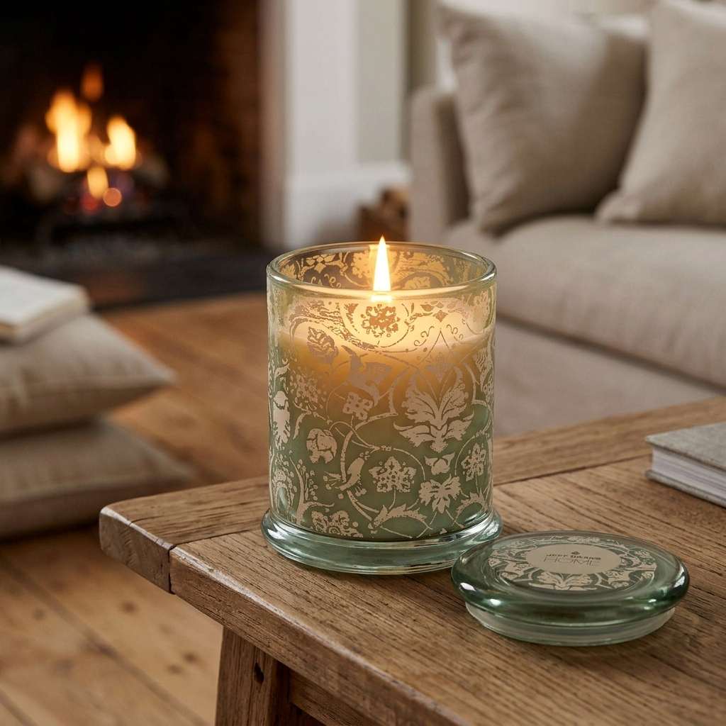 Jeff Banks Home Large Lidded Candle Jar – Jacquard Sage Green