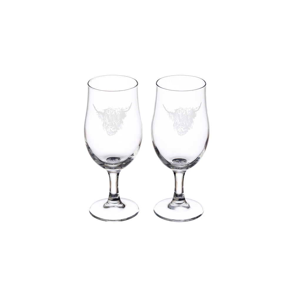 Highland Cow Craft Beer Glasses - Set of 2 by Selbrea House