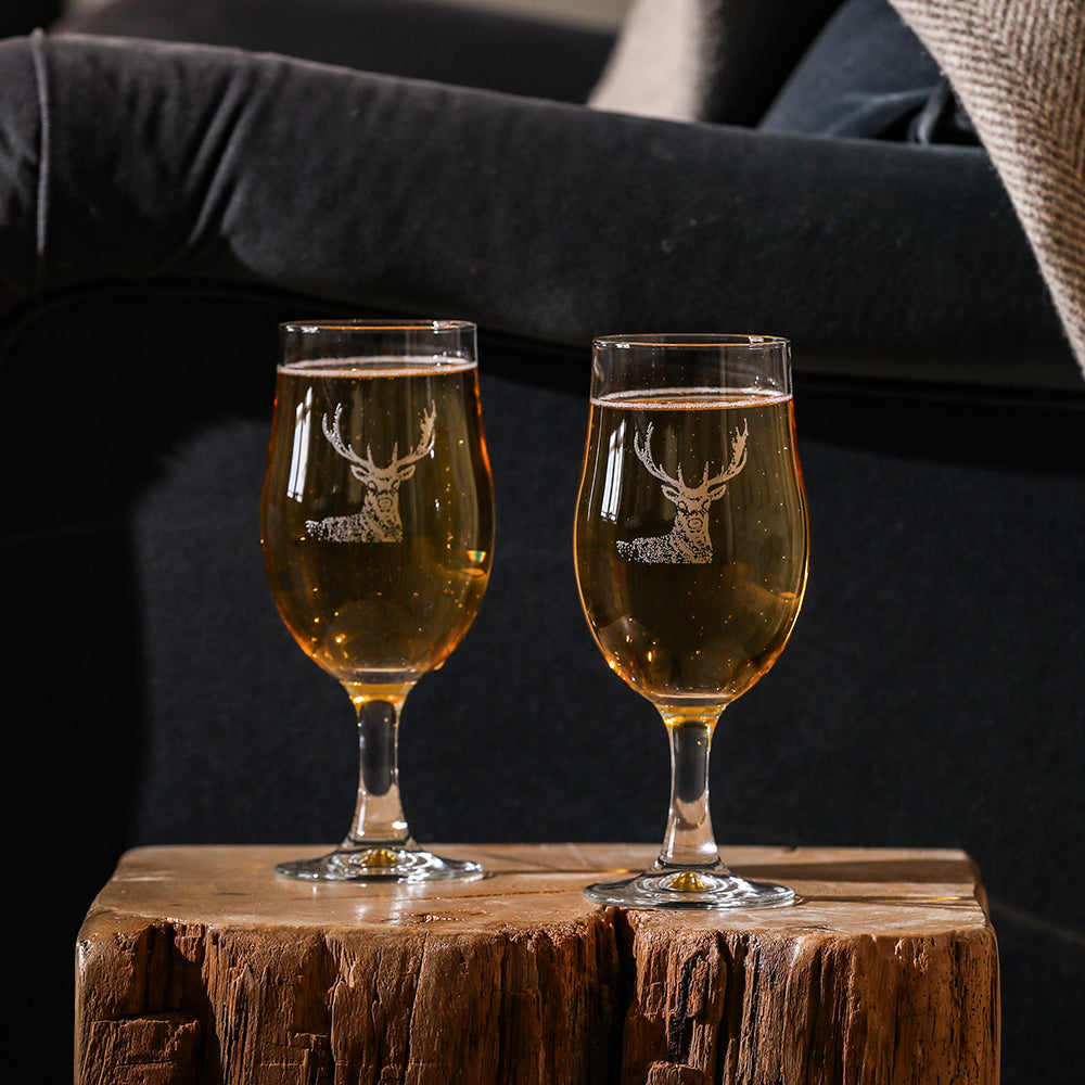 Stag Craft Beer Glasses - Set of 2 by Selbrae House