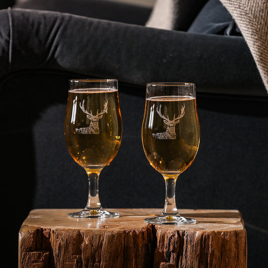 Stag Craft Beer Glasses - Set of 2 by Selbrae House