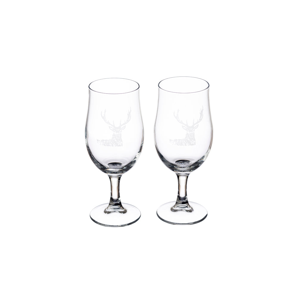 Stag Craft Beer Glasses - Set of 2 by Selbrae House