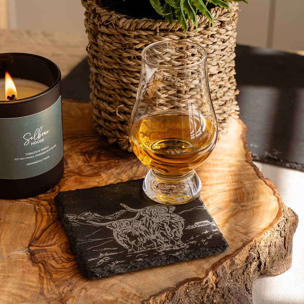 Scenic Highland Cow Single Slate Coaster by Selbrae House