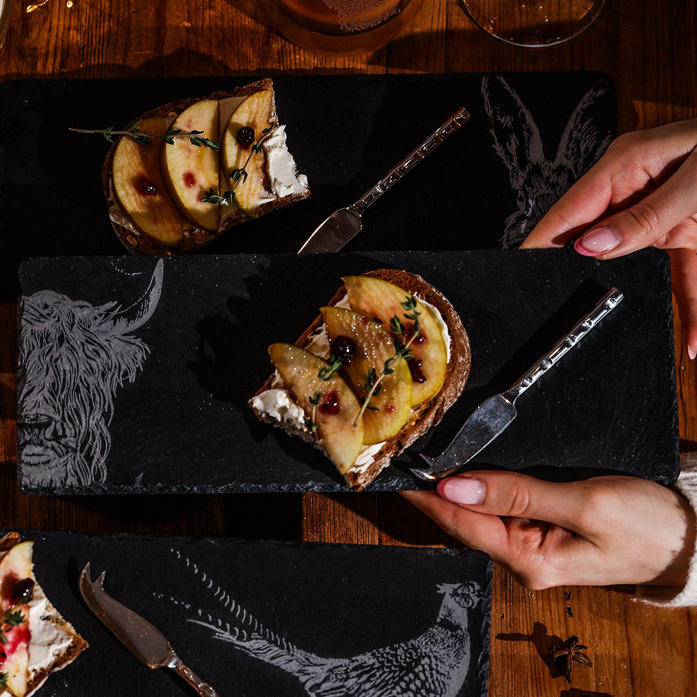 Highland Cow Single Mini Slate Cheese Board & Knife Set by Selbrae House