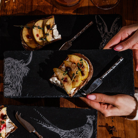 Highland Cow Single Mini Slate Cheese Board & Knife Set by Selbrae House