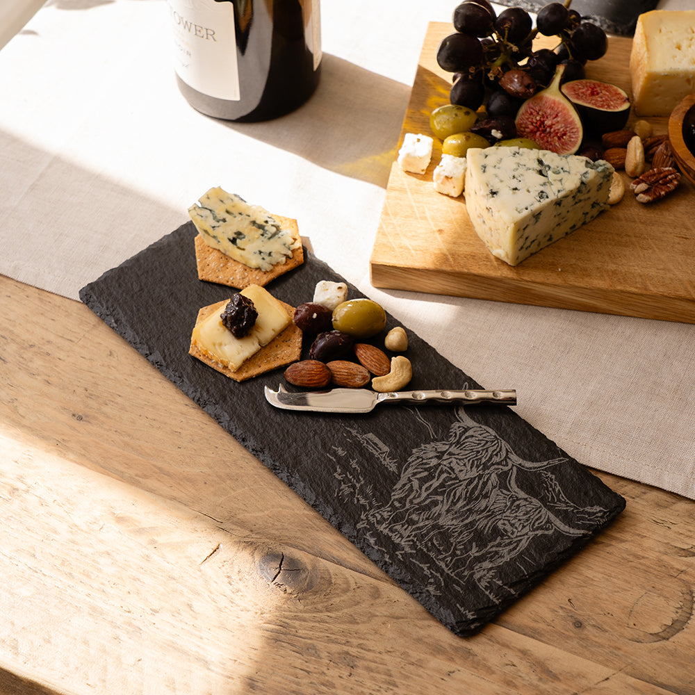 Scenic Highland Cow Mini Slate Cheese Board & Knife Set by Selbrae House