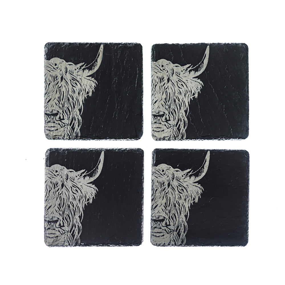 Highland Cow Slate Placemat & Coaster Gift Set by Selbrae House