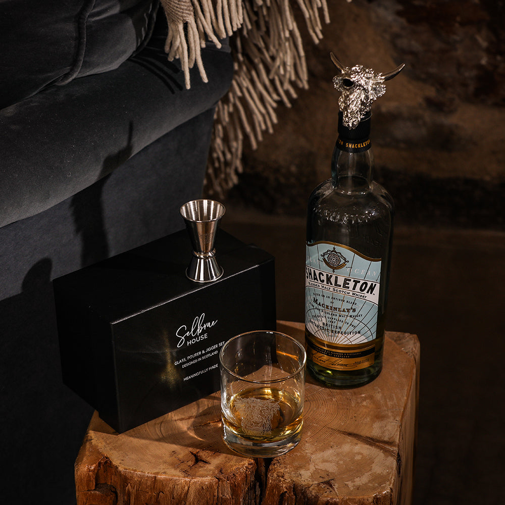 Highland Cow Glass, Pourer & Jigger Set by Selbrae House