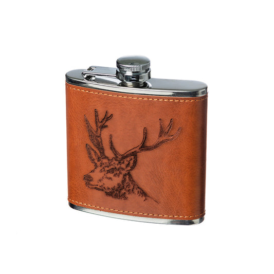 Stag Leather Hip Flask by Selbrae House