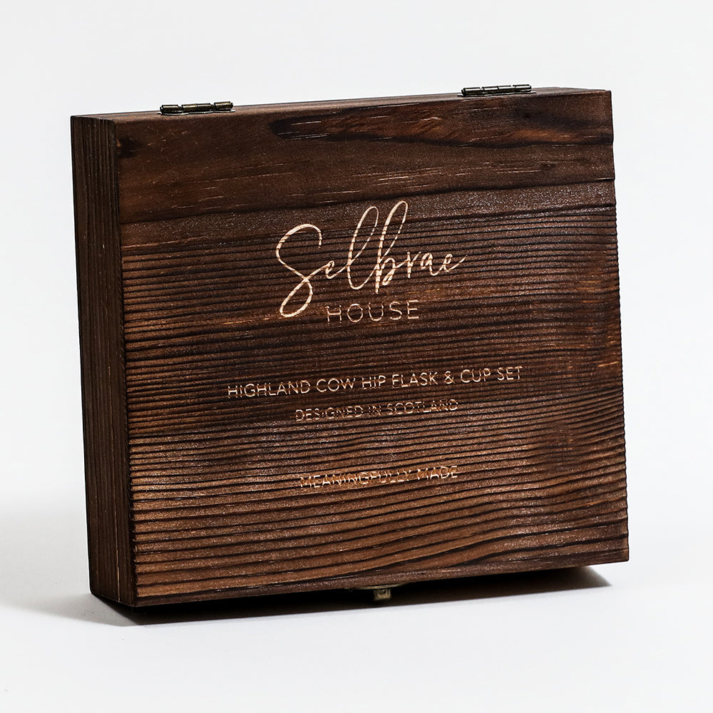 Highland Cow Hip Flask & Cup Set by Selbrae House