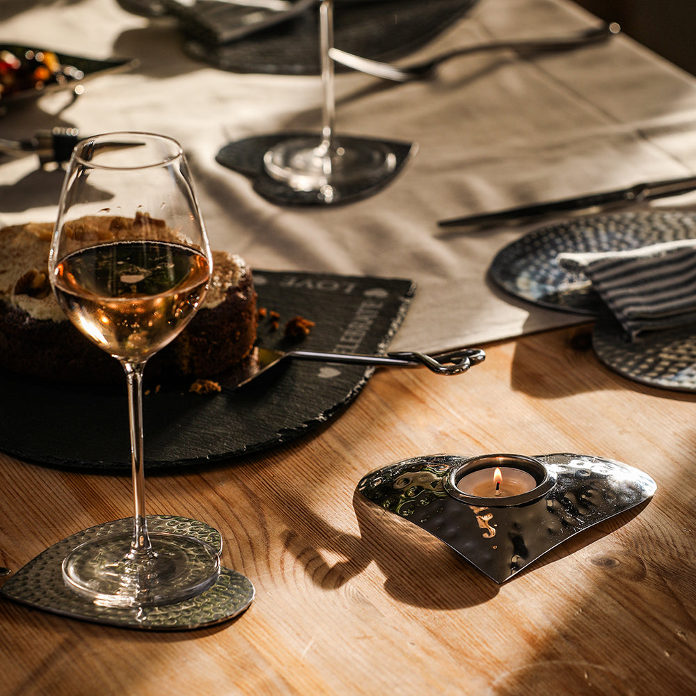 Heart Hand Hammered Tea Light Holder by Selbrae House