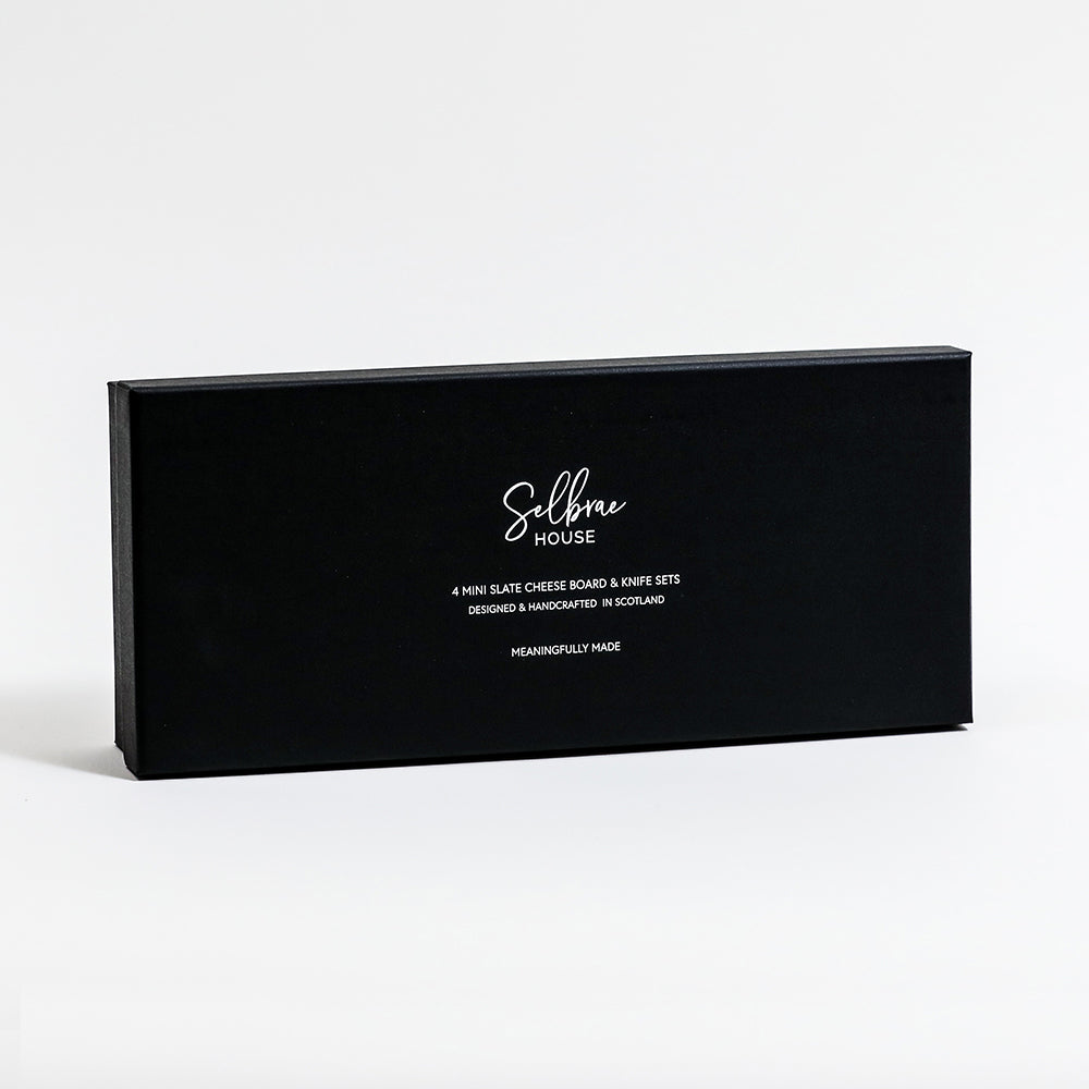 Stag Mini Slate Cheese Board & Knife Sets - Set of 4 by Selbrae House