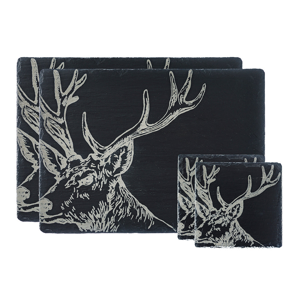 Stag Slate Coaster & Place Mat Set by Selbrae House