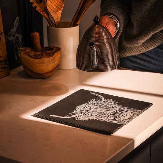 Highland Cow Slate Pot Stand by Selbrae House