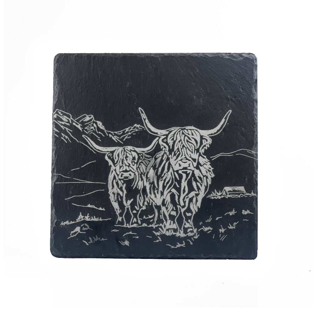 Scenic Highland Cow Slate Pot Stand by Selbrae House