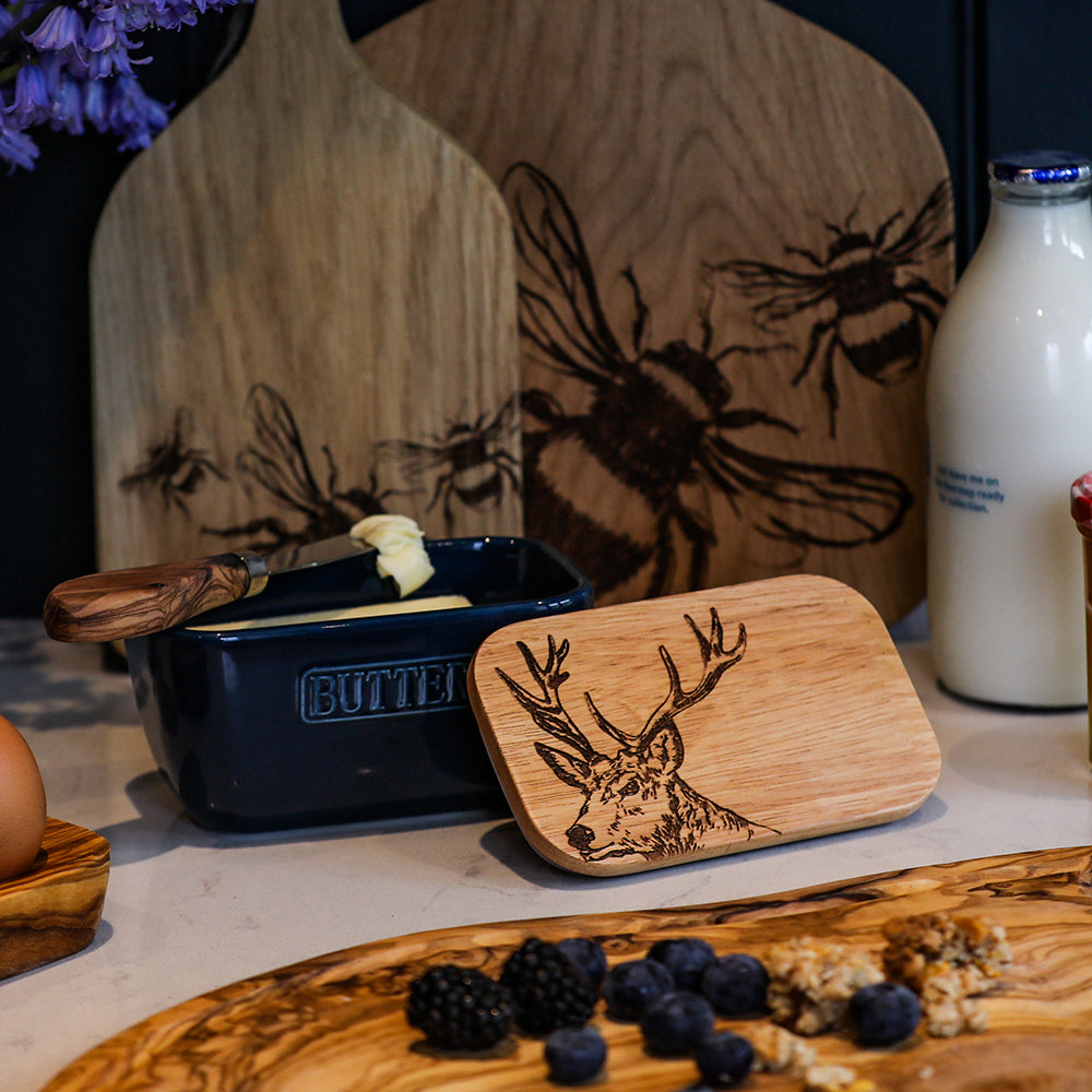 Stag Blue Butter Dish by  Selbrae House