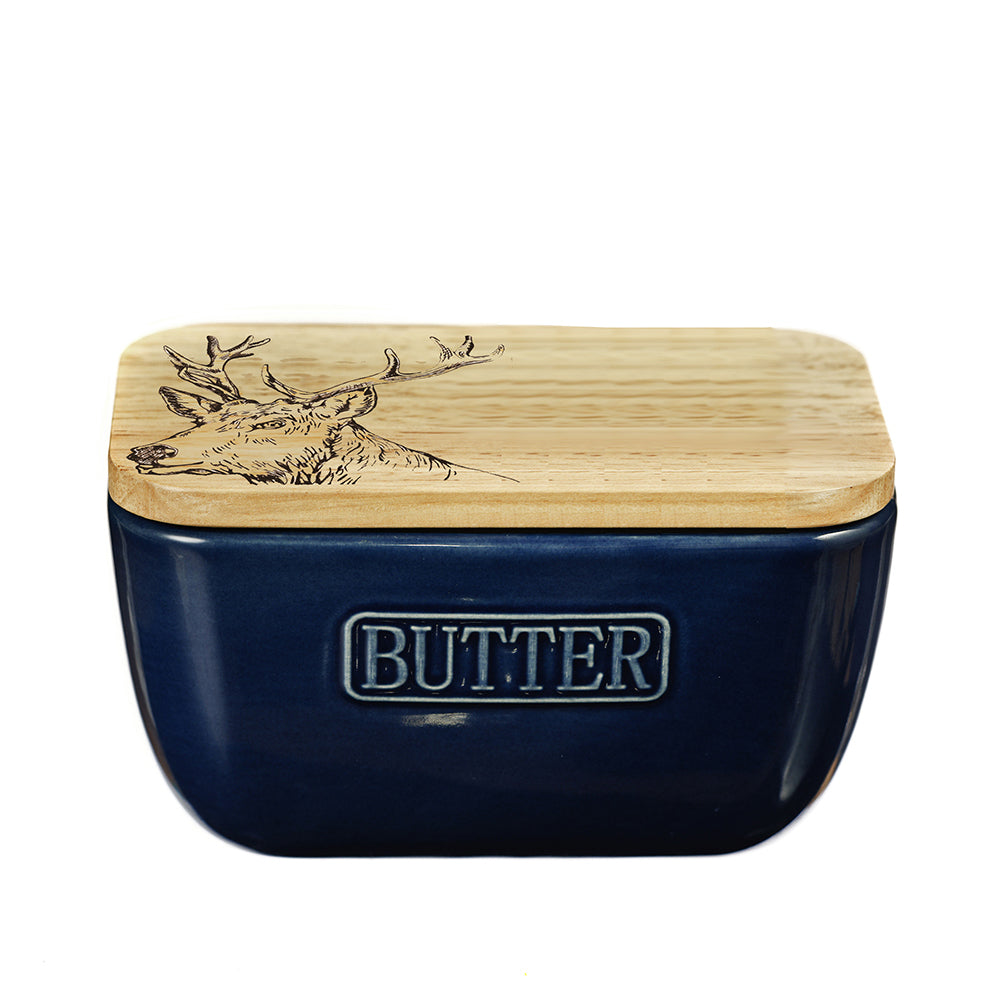 Stag Blue Butter Dish by  Selbrae House