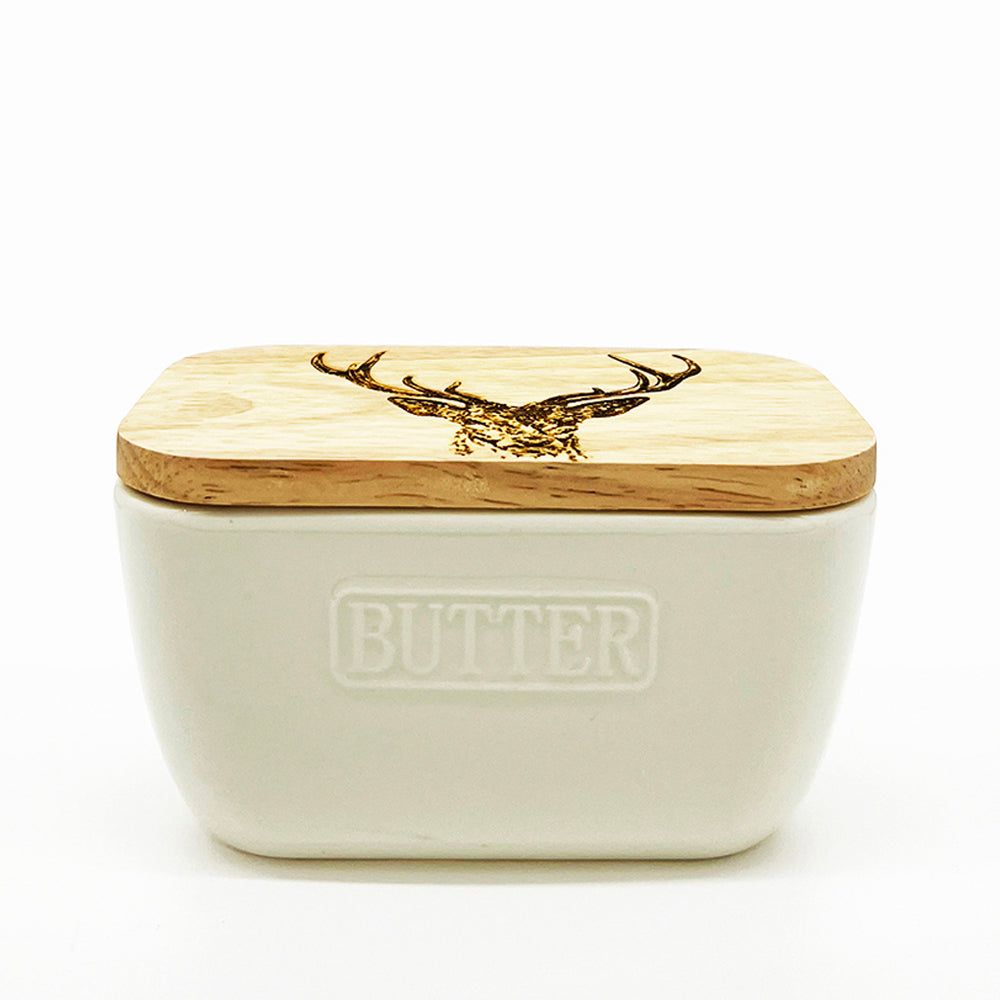 Stag Prince White Butter Dish by Selbrae House