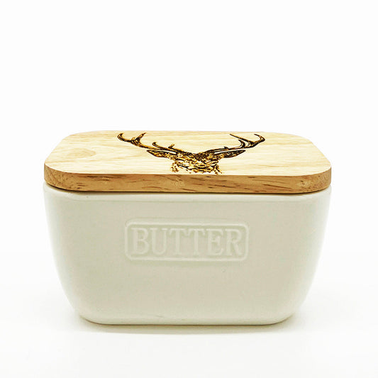 Stag Prince White Butter Dish by Selbrae House