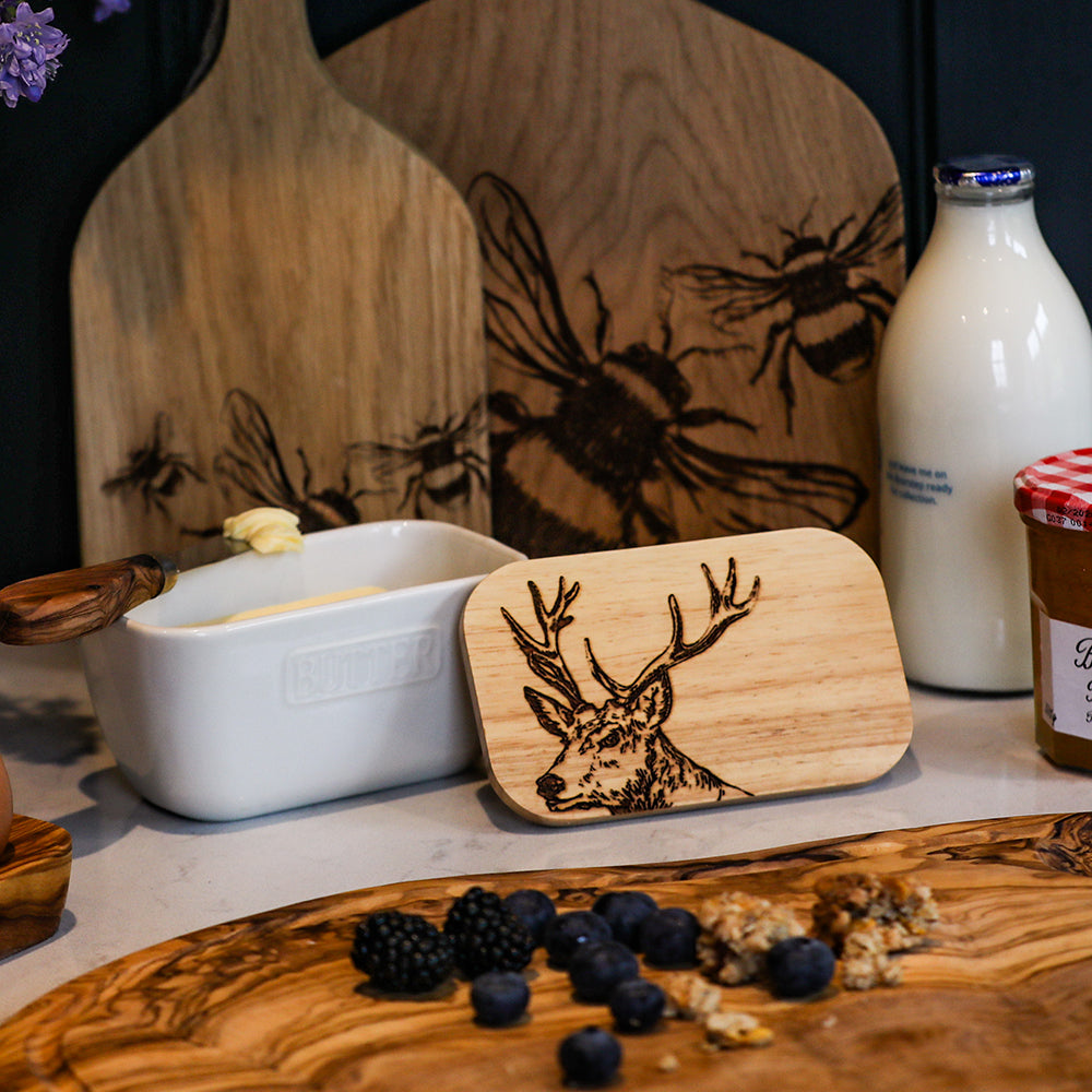 Stag White Butter Dish by Selbrae House