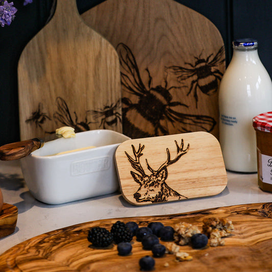 Stag White Butter Dish by Selbrae House