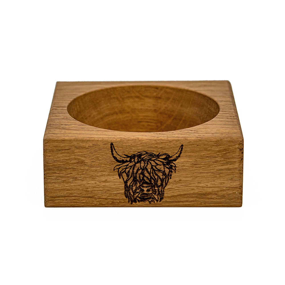 Highland Cow Oak Wine Bottle Coaster by Selbrae House