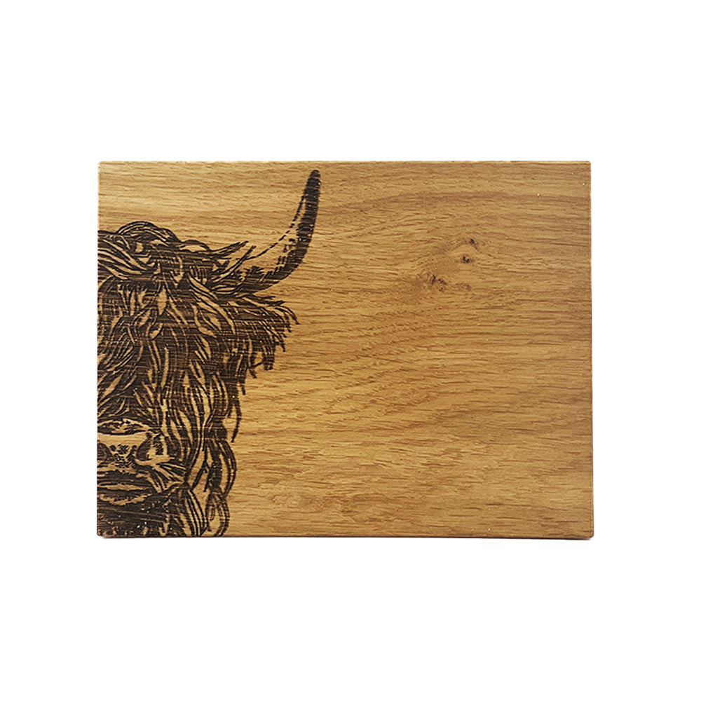 Highland Cow Oak Bar Board by Selbrae House