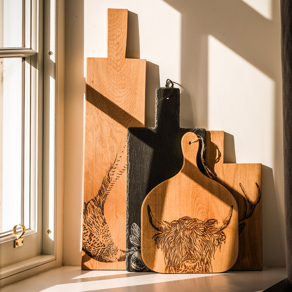 Highland Cow Oak Hanging Paddle - Medium by Selbrae House