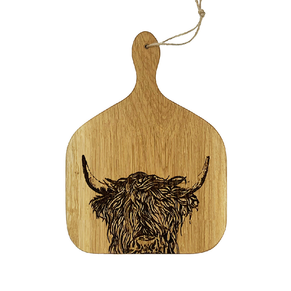 Highland Cow Oak Hanging Paddle - Medium by Selbrae House