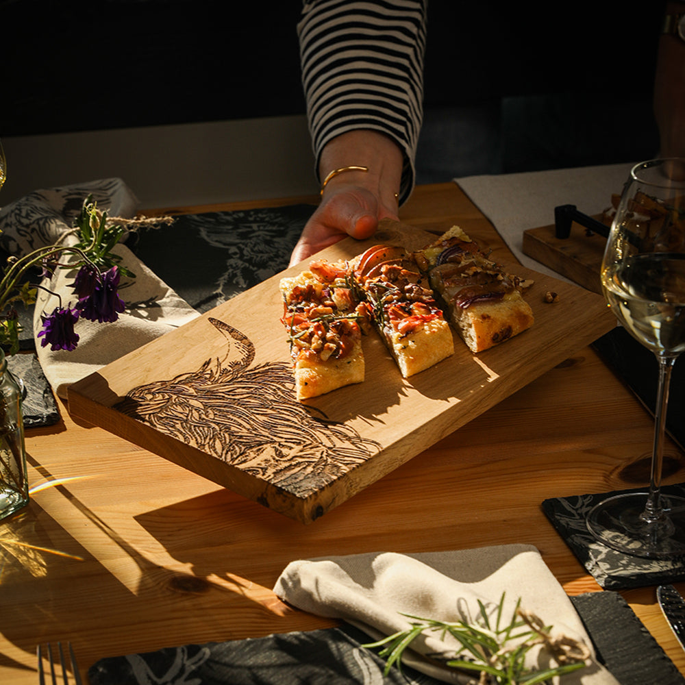 Highland Cow Oak Serving & Cheese Board by Selbrae House