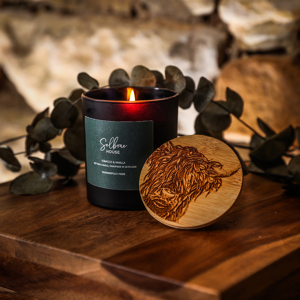Highland Cow Tobacco & Vanilla Candle by Selbrae House