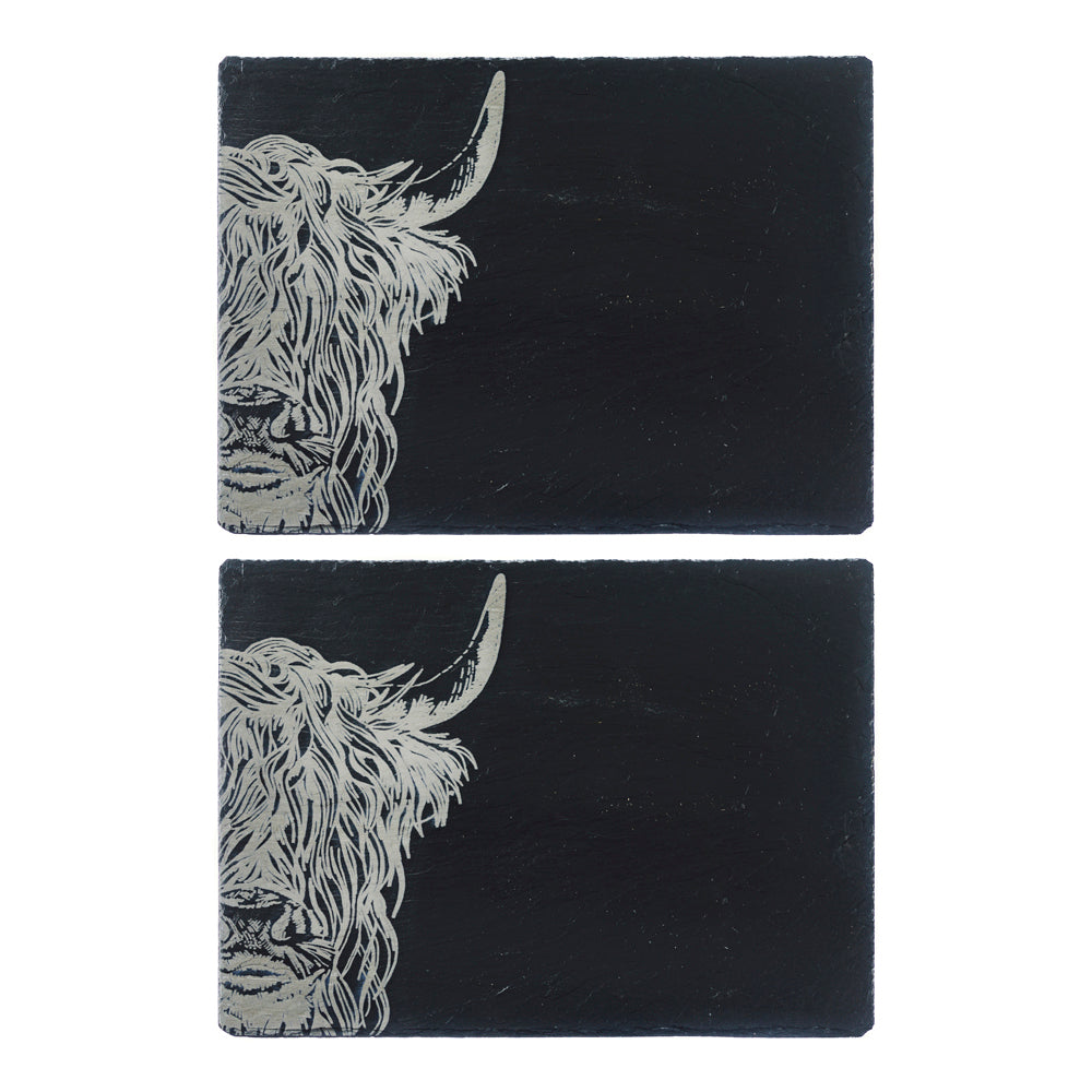 Highland Cow Slate Place Mats - Set of 2 by Selbrae House