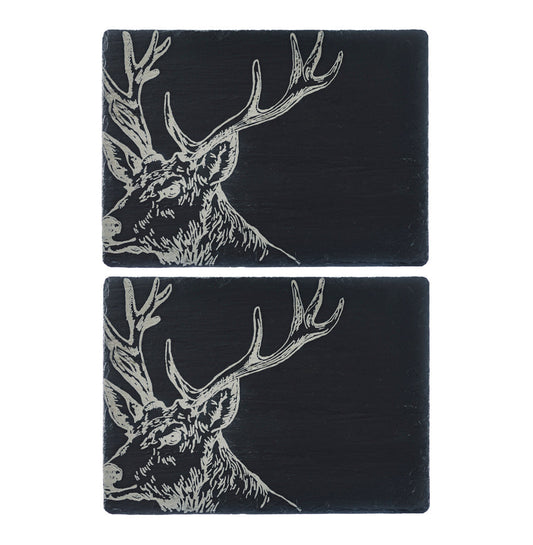 Stag Slate Place Mats - Set of 2 by Selbrae House