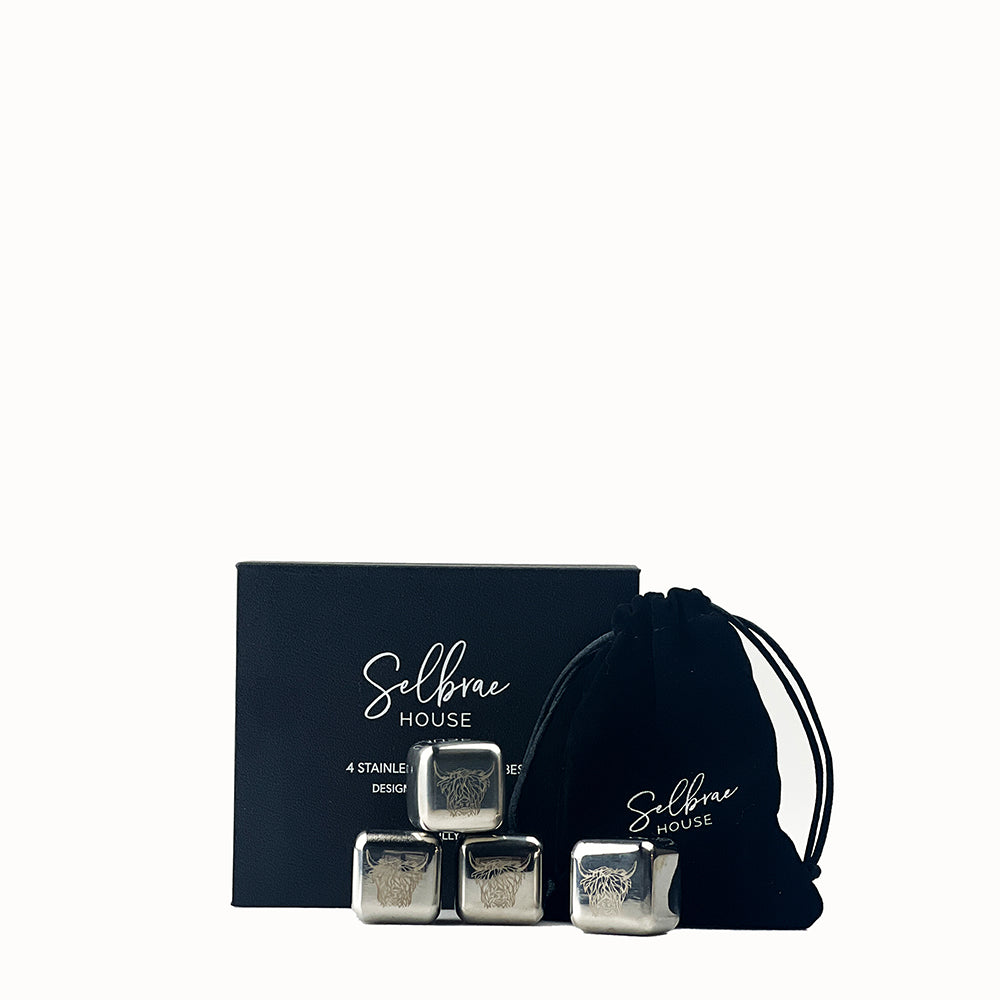 Highland Cow Stainless Steel Ice Cubes - Set of 4 by Selbrae House