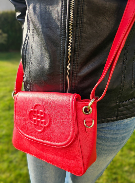 SADDLER EMMA Real Leather Designer Flapover Handbag with Ring Detail