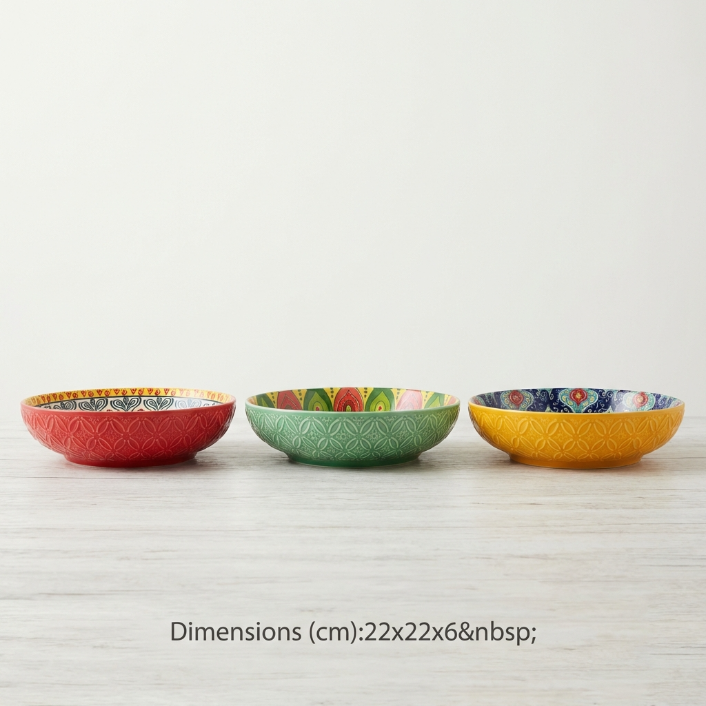 Tuscany Assorted Set of 3 Pasta Bowls 22cm