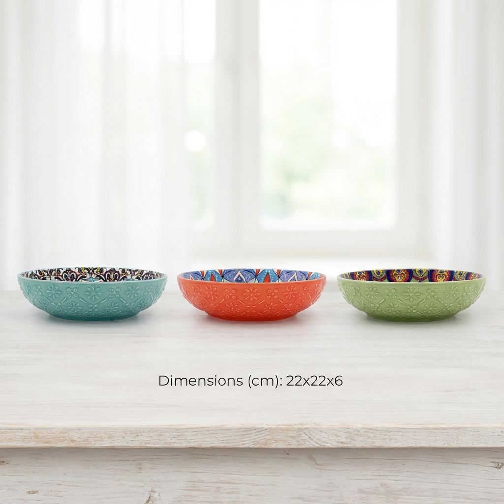 Tuscany II Assorted Set of 3 Pasta Bowls 22cm