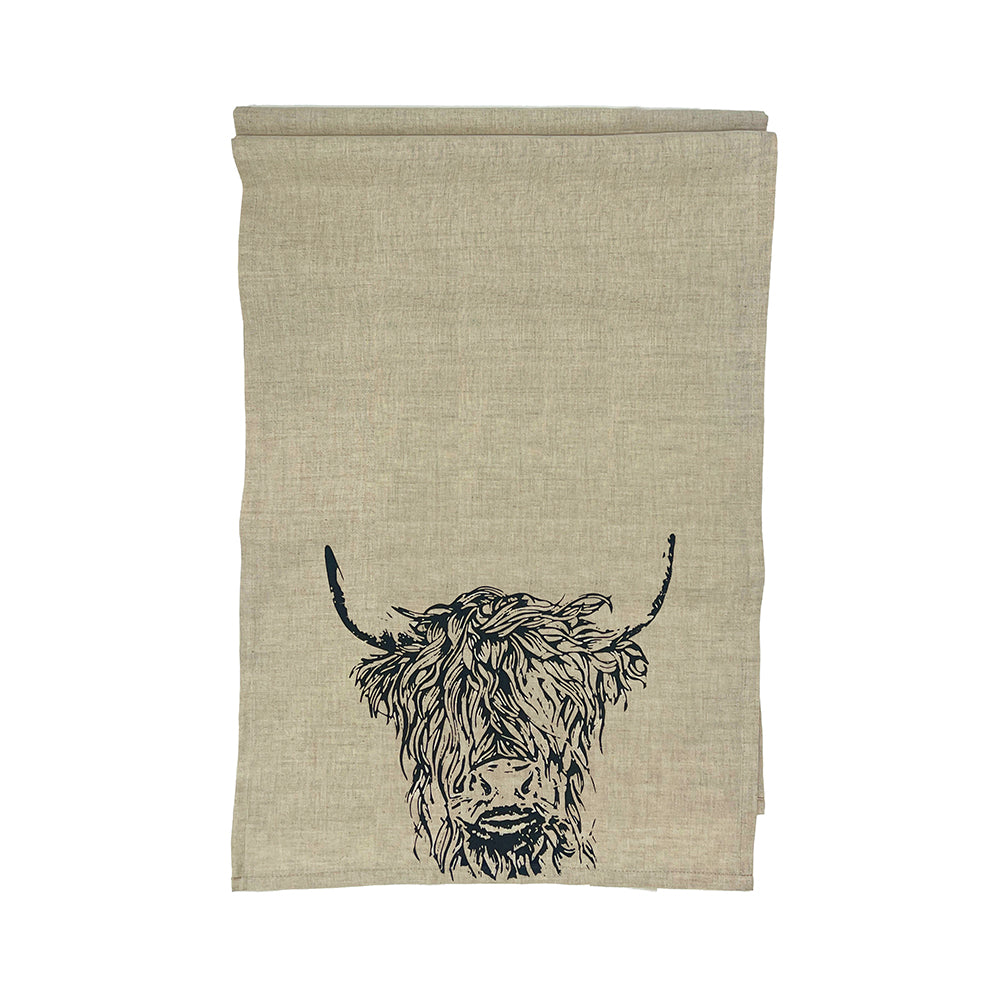 Highland Cow Linen Table Runner by Selbrae House