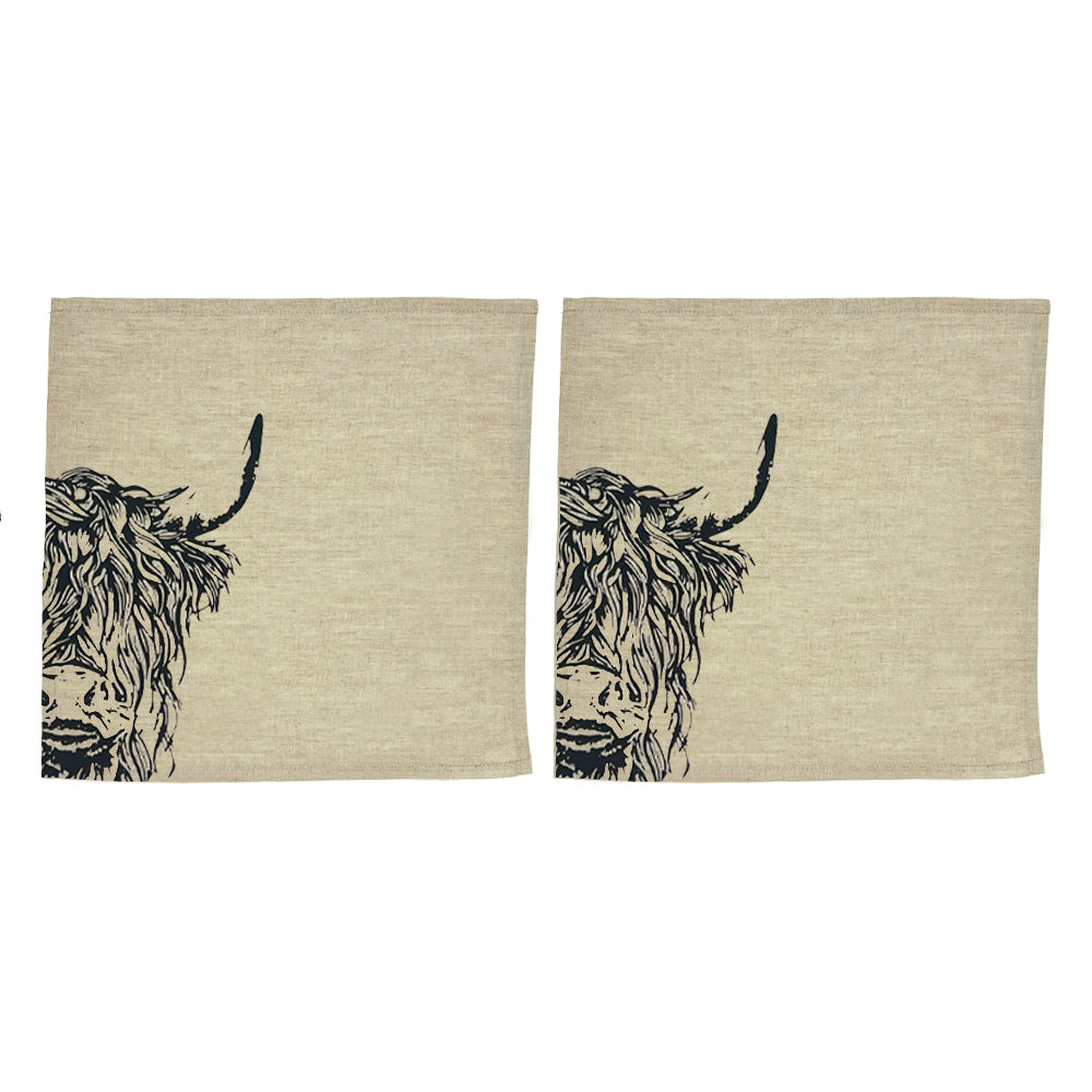 Highland Cow Linen Napkins - Set of 2 by Selbrae House