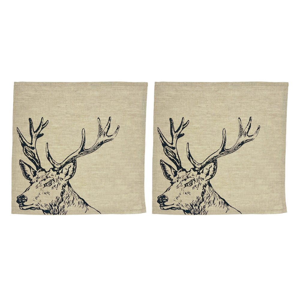 Stag Linen Napkins - Set of 2 by Selbrae House