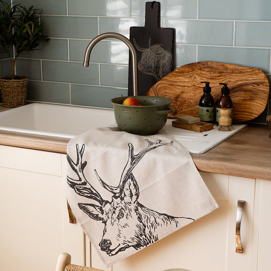 Stag Linen Tea Towel by Selbrae House