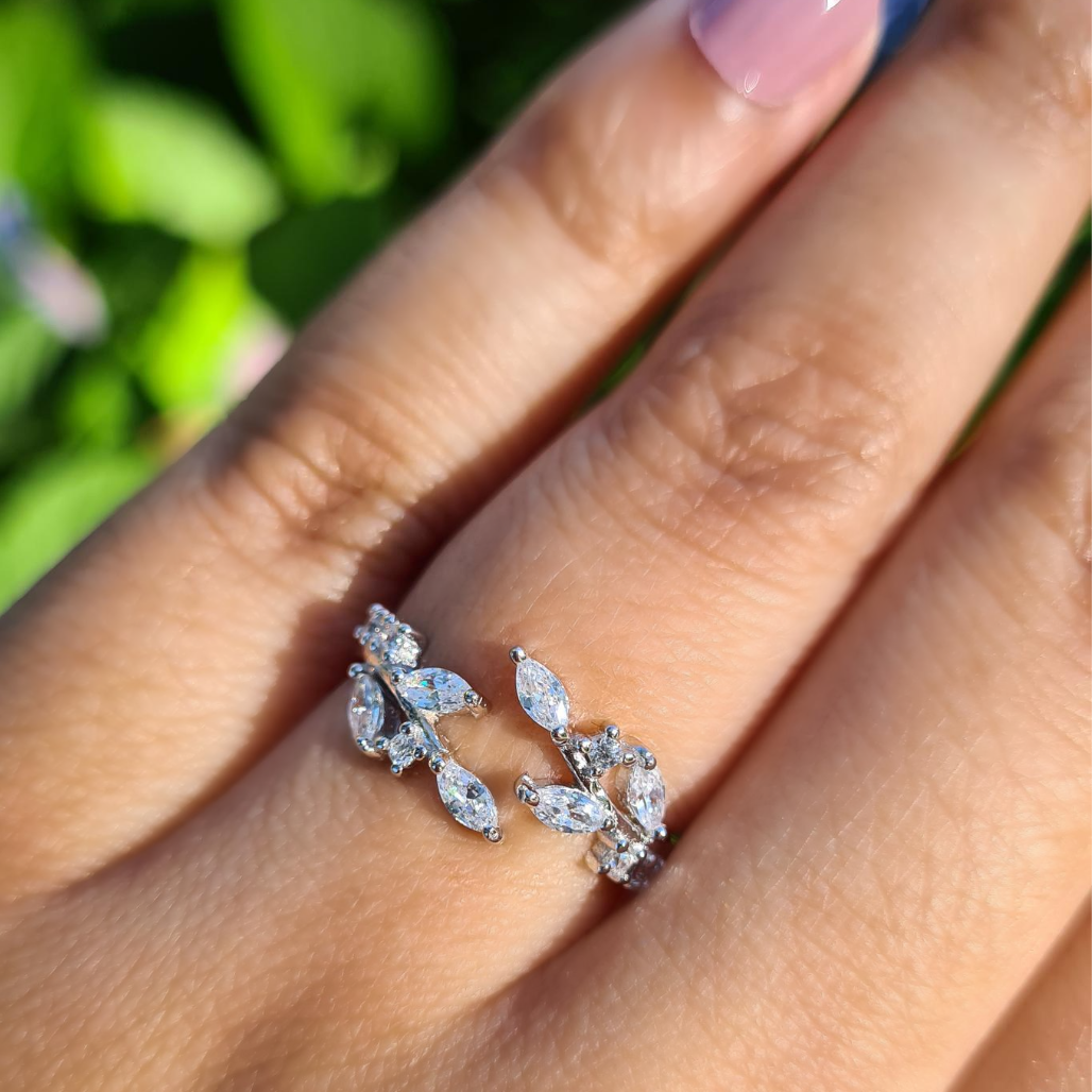 Adjustable Leaf Ring in Sterling Silver by Vianne Jewellery