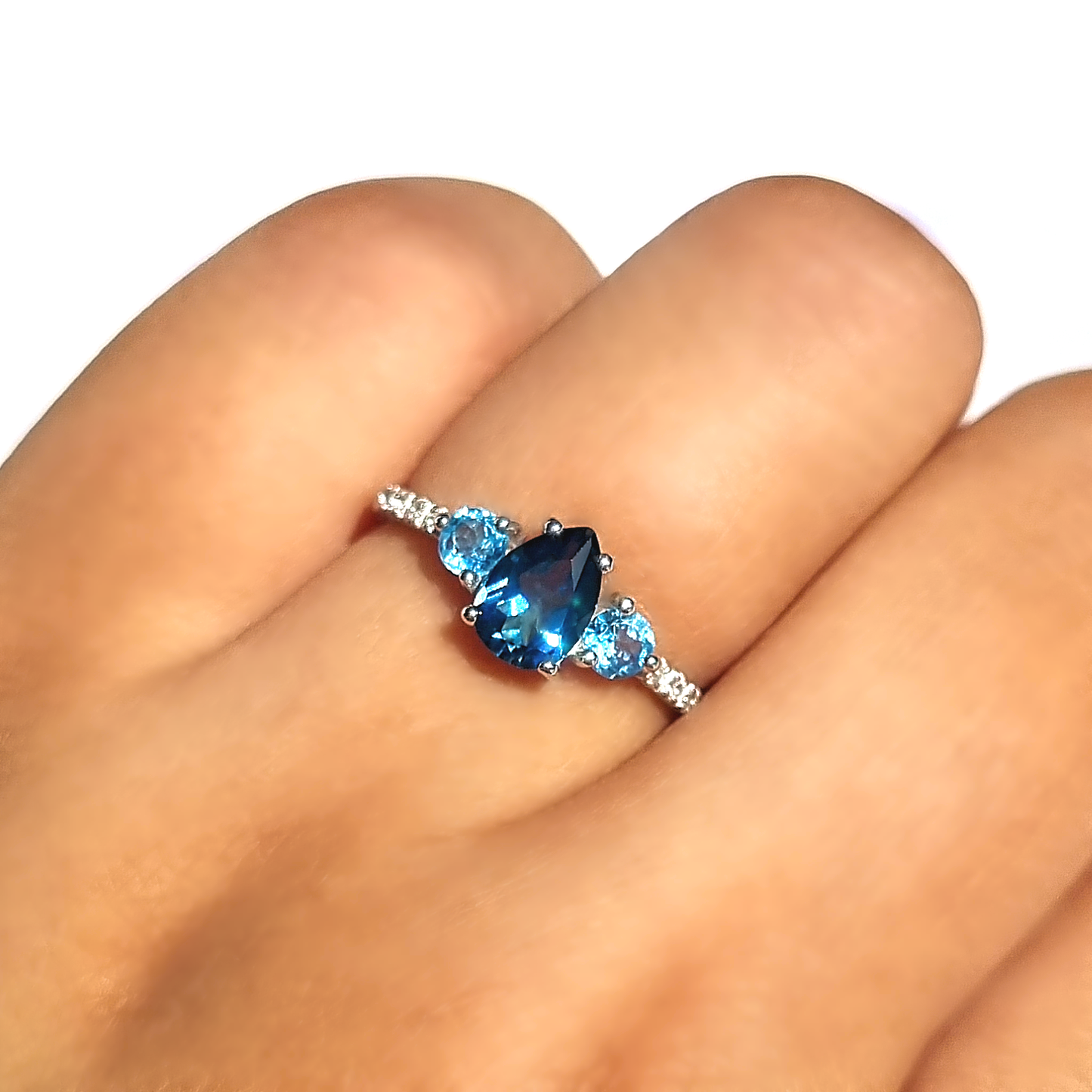 London Blue and Swiss Blue Topaz Ring in Sterling Silver by Vianne Jewellery