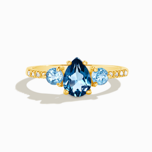 London Blue and Swiss Blue Topaz Ring in 18k Gold Vermeil by Vianne Jewellery
