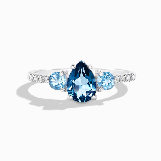 London Blue and Swiss Blue Topaz Ring in Sterling Silver by Vianne Jewellery
