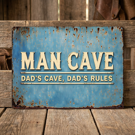 Man Cave Dad's Cave Dad's Rules Metal Sign