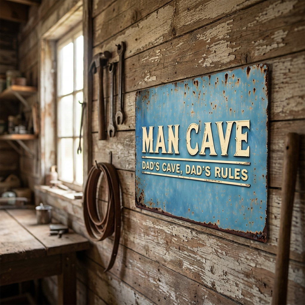 Man Cave Dad's Cave Dad's Rules Metal Sign