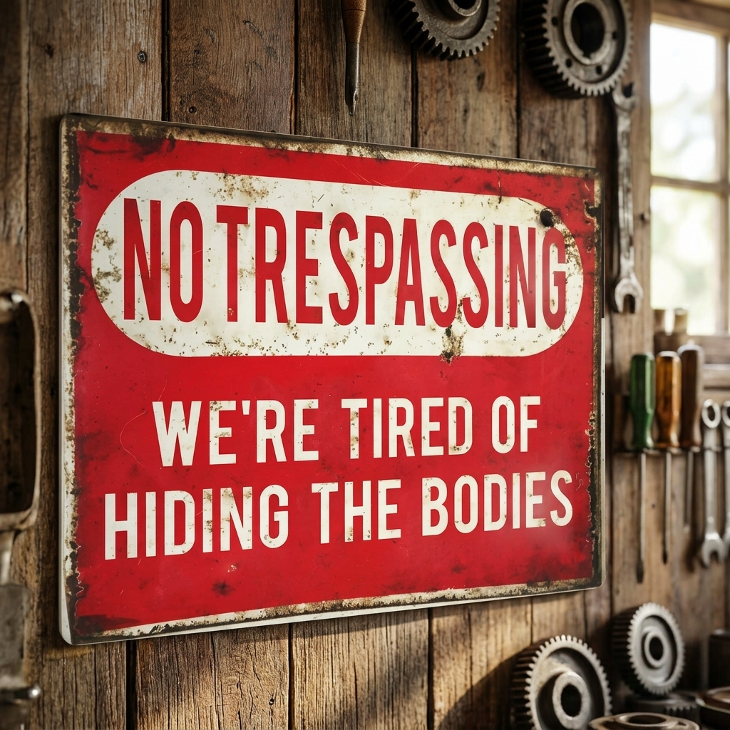 No Trespassing Funny Art Metal Sign Plaque
